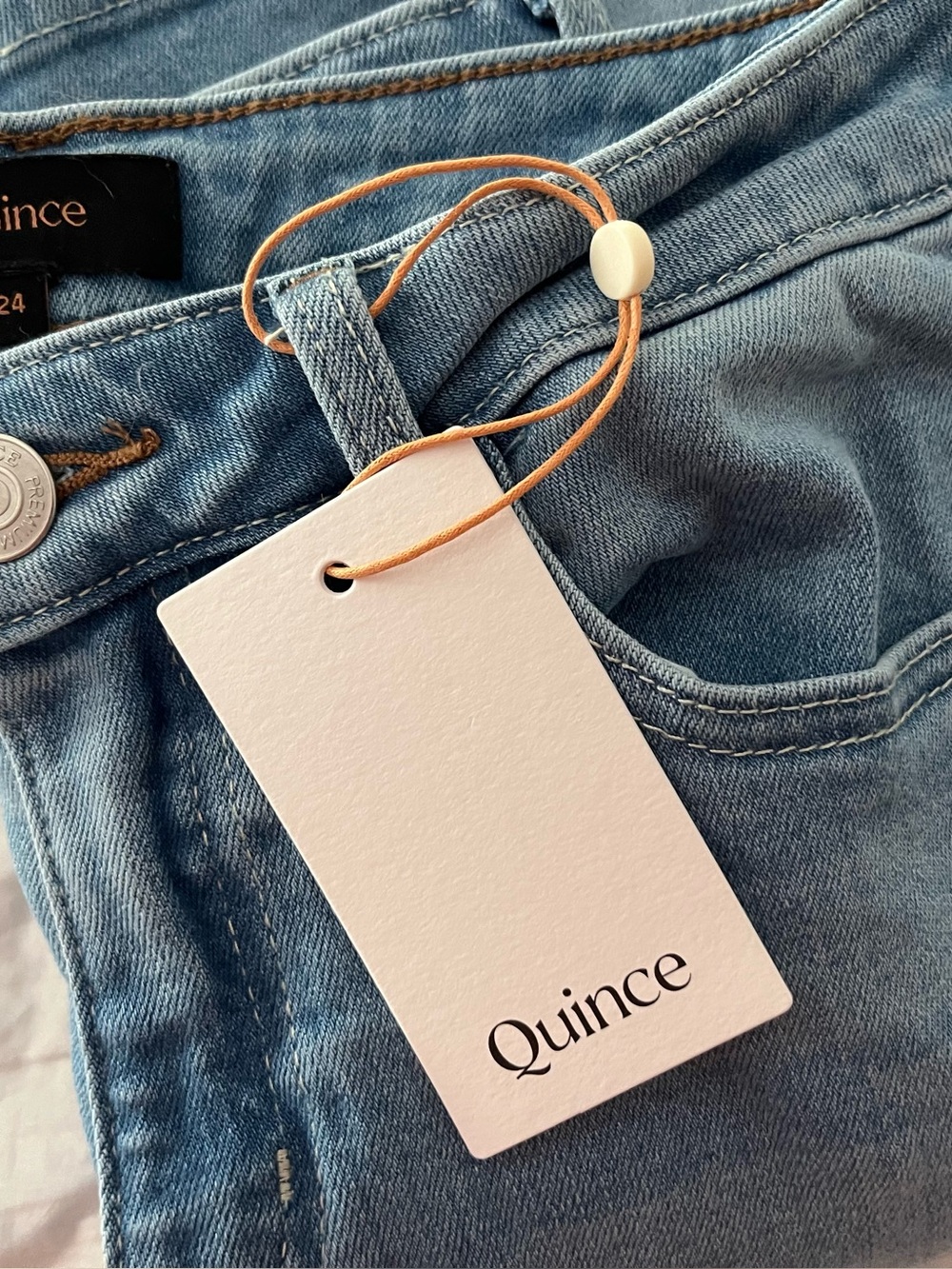 Quince Luna Stretch Slim Straight Jeans Women/Teens 24/30 Frosted Blue NWT!